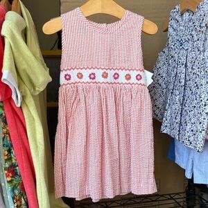 Charming Pink Striped Kids Dress with Floral Detail
